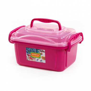 Контейнер №54 с крышкой, 285х195х155 мм, 3,6 литра (корпус тёмно-малиновый, крышка прозрачно-розовая) — Полесье Россия