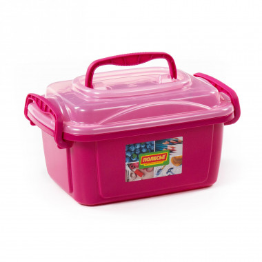 Контейнер №54 с крышкой, 285х195х155 мм, 3,6 литра (корпус тёмно-малиновый, крышка прозрачно-розовая) — Полесье Россия