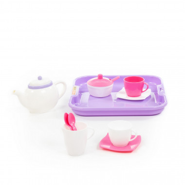Набор детской посуды Алиса с подносом на 2 персоны (13 элементов) — Полесье Россия