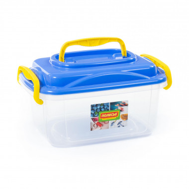 Контейнер №55 с крышкой, 370х255х207 мм, 8,6 литра (корпус бесцветный, крышка синяя) — Полесье Россия