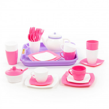 Набор детской посуды Алиса с подносом на 4 персоны (35 элементов) — Полесье Россия
