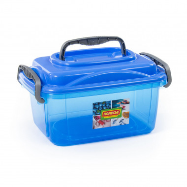 Контейнер №55 с крышкой, 370х255х207 мм, 8,6 литра (корпус прозрачно-синий, крышка синяя) — Полесье Россия