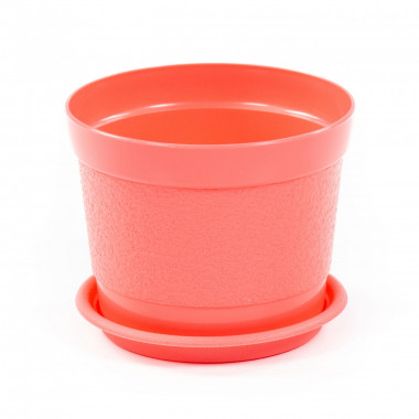 Цветочный горшок розовый Жасмин d132 мм, h107 мм с поддонником - 0,8 л — Полесье Россия