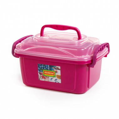 Контейнер №55 с крышкой, 370х255х207 мм, 8,6 литра (корпус тёмно-малиновый, крышка прозрачно-розовая) — Полесье Россия