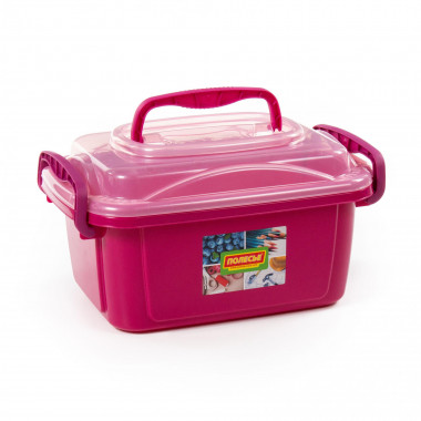 Контейнер №55 с крышкой, 370х255х207 мм, 8,6 литра (корпус тёмно-малиновый, крышка прозрачно-розовая) — Полесье Россия