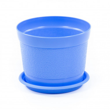 Цветочный горшок синий Жасмин d132 мм, h107 мм с поддонником - 0,8 л — Полесье Россия