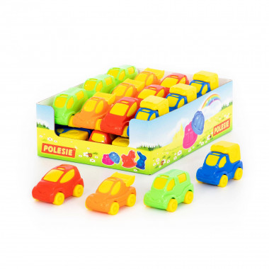 Автомобили Беби Кар (дисплей №1) Спортивный (8 шт), пассажирский (8 шт), фургон (8 шт), легковой (8 шт) — Полесье Россия