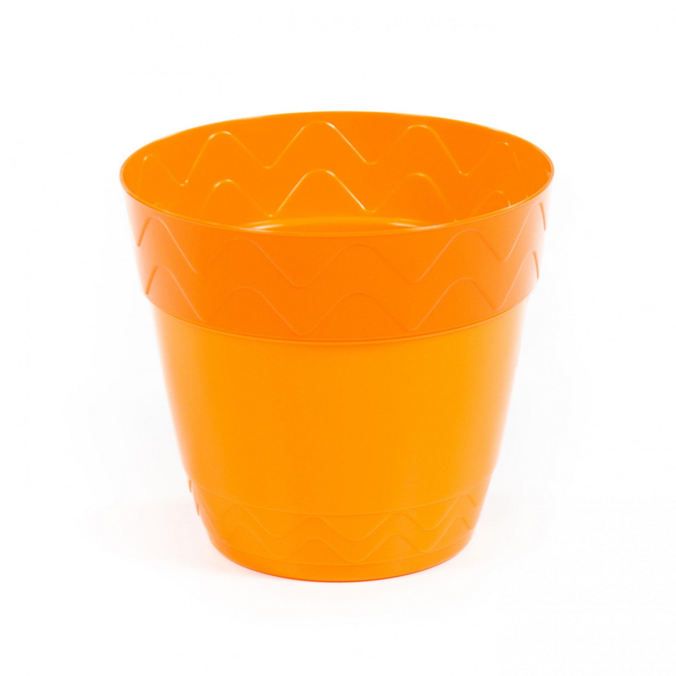 Цветочный горшок Милана d170 мм, h153 мм с поддонником-стаканом - 2 л (горшок оранжевый, поддонник светло-оранжевый) фото 1 — Полесье Россия