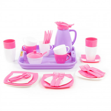 Набор детской посуды Алиса с подносом на 4 персоны (Pretty Pink) — Полесье Россия