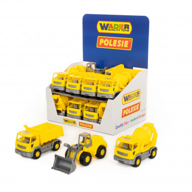 Строительная машина ConsTruction (Дисплей №1) Агат самосвал (6 шт), Агат бетоновоз (4 шт), Агат фронтальный погрузчик (2шт) — Полесье Россия