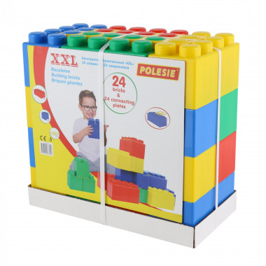 Конструктор строительный XXL, 24 элемента + соединитель (24 элемента) Wader 68019 — Полесье Россия