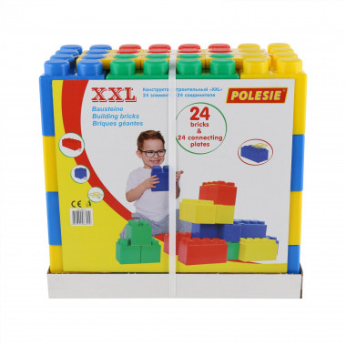 Конструктор строительный XXL, 24 элемента + соединитель (24 элемента) Wader 68019 — Полесье Россия