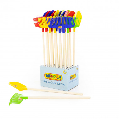 Детский садовый инвентарь (Дисплей №3) Лопата №16 (16 шт), грабли №16 (8 шт) — Полесье Россия