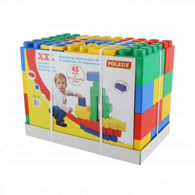 Большой конструктор строительный XXL, 45 элементов + соединитель (45 элементов) — Полесье Россия
