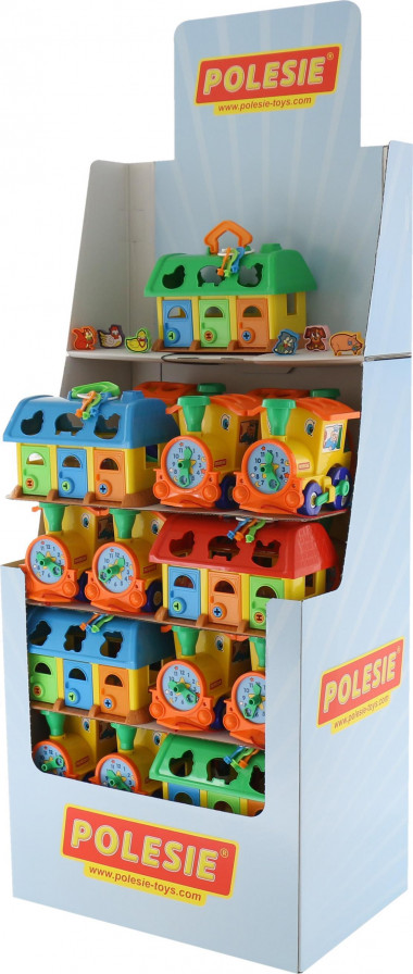 Игрушка развивающая (дисплей №71) Polesie  (Домик для зверей - 10 шт., Занимательный паровоз - 20 шт.) — Полесье Россия