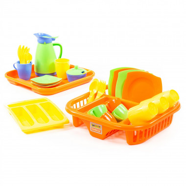 Набор детской посуды Алиса с сушилкой для посуды — Полесье Россия
