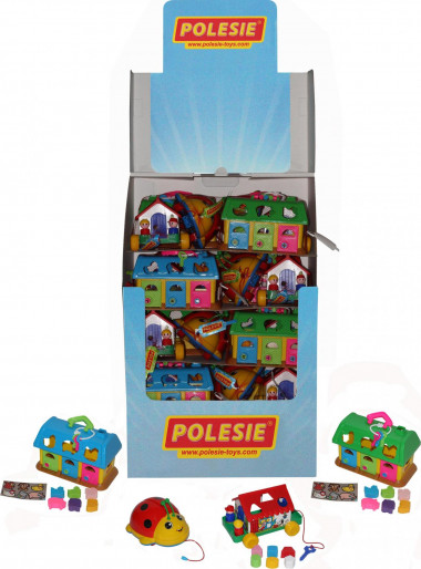 Игрушка развивающая (дисплей №72) Polesie  (Божья коровка - 10 шт., Игровой дом - 10 шт.,  Домик для зверей - 10 шт.) — Полесье Россия