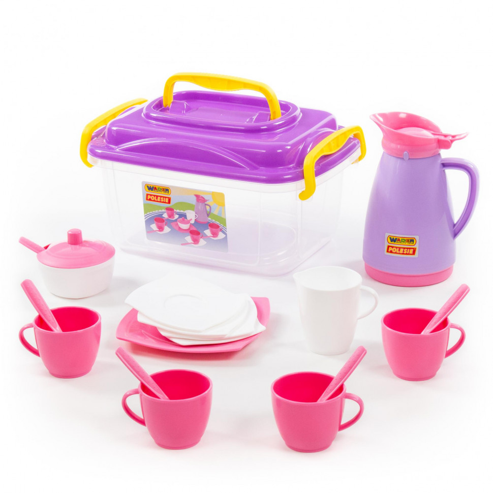 Набор детской посуды Алиса на 4 персоны, розовая фото 1 — Полесье Россия