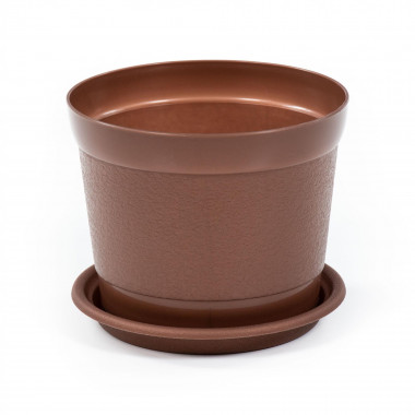 Цветочный горшок коричневый перламутр Жасмин d173 мм,h142 мм с поддонником - 2 л — Полесье Россия