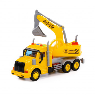 Профи, автомобиль-экскаватор инерционный (свет, звук) желтый — Полесье Россия