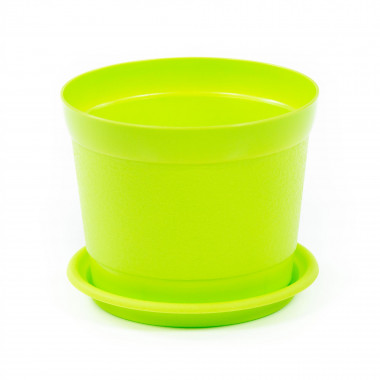 Цветочный горшок лимонно - зелёный Жасмин d173 мм, h142 мм с поддонником - 2 л — Полесье Россия