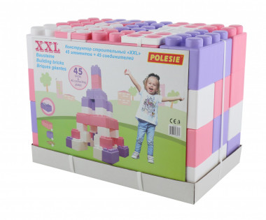 Конструктор строительный XXL, 45 элементов (v2) + соединитель (45 элементов) Wader 68071 — Полесье Россия