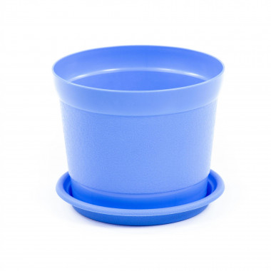 Цветочный горшок синий Жасмин d173 мм, h142 мм с поддонником - 2 л — Полесье Россия