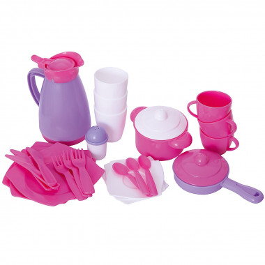 Забавная тележка + набор детской посуды (31 элем.) — Полесье Россия