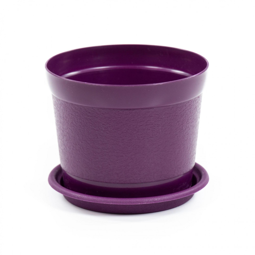 Цветочный горшок фиолетовый Жасмин d173 мм, h142 мм с поддонником - 2 л фото 1 — Полесье Россия