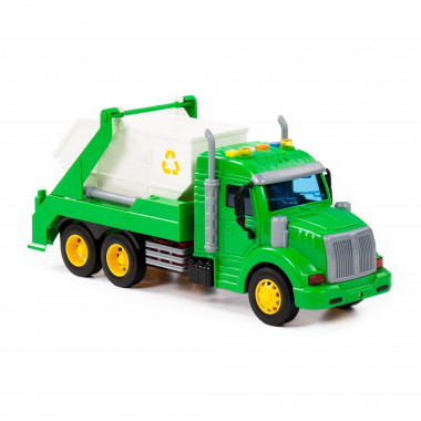 Профи, автомобиль-контейнеровоз инерционный (свет, звук) зеленый — Полесье Россия