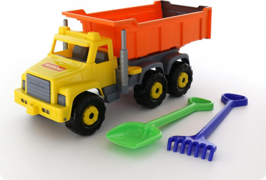 Большая машина самосвал Супергигант + лопата и грабли большие — Полесье Россия