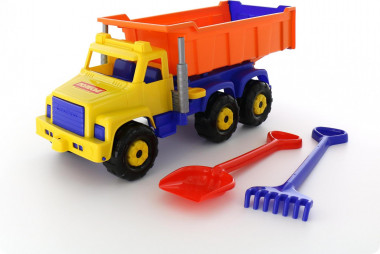 Большая машина самосвал Супергигант + лопата и грабли большие — Полесье Россия