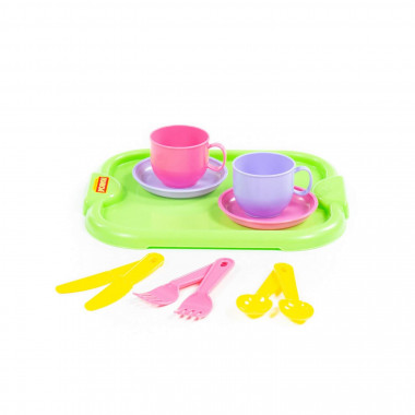 Набор детской посуды Минутка с подносом на 2 персоны — Полесье Россия