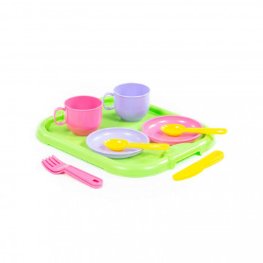 Набор детской посуды Минутка с подносом на 2 персоны — Полесье Россия