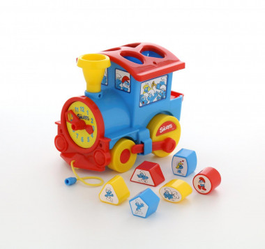 Логический паровозик Смурфики с 6 кубиками №1 - аналог арт 6189 — Полесье Россия