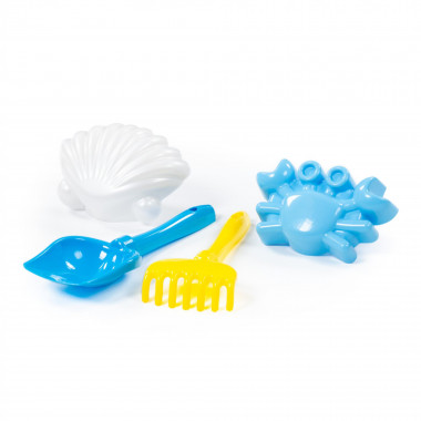 Набор №559: Лопатка №5, грабельки №5, формочки (краб №1 + ракушка №1) — Полесье Россия