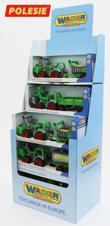 Фермер-техник, трактор (дисплей №45) Wader (10 игрушек в дисплее) — Полесье Россия