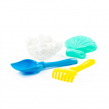 Набор №560 (лопатка №5, грабельки №5, формочки (краб №2 + ракушка №2) — Полесье Россия