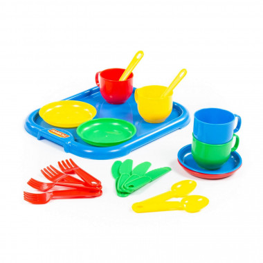 Набор детской посуды Минутка с подносом на 4 персоны — Полесье Россия