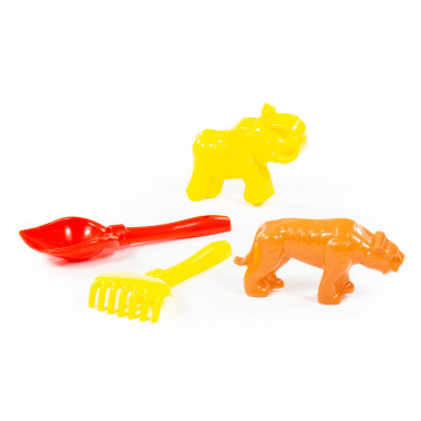 Набор №563 (лопатка №5, грабельки №5, формочки тигр, мамонт) — Полесье Россия