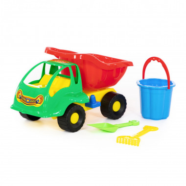 Набор №57 (самосвал Муравей,ведро-цветок, лопатка, грабельки) — Полесье Россия