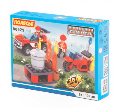 Конструктор Классик Пожарная служба-1.6 (107 эл.) совместим с Лего — Полесье Россия