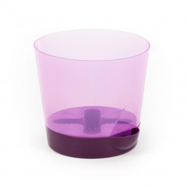 Цветочный горшок №1 с поддонником, 1,4 литра, d150 мм, h135 мм (горшок прозрачно-фиолетовый, поддонник фиолетовый) — Полесье Россия