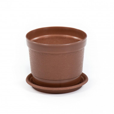 Цветочный горшок коричневый перламутр Жасмин d89 мм, h81 мм с поддонником - 0,3 л — Полесье Россия