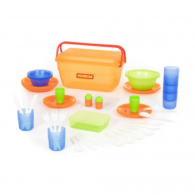 Набор пластиковой посуды для пикника №3 на 6 персон (55 элементов) — Полесье Россия