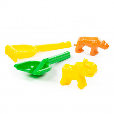 Набор №566 (лопатка №30, грабельки №30, формочки тигр, мамонт) — Полесье Россия