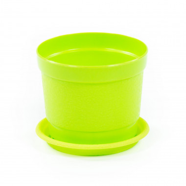 Цветочный горшок лимонно зеленый Жасмин d89 мм, h81 мм с поддонником - 0,3 л — Полесье Россия