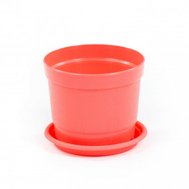 Цветочный горшок розовый Жасмин d89 мм, h81 мм с поддонником - 0,3 л — Полесье Россия