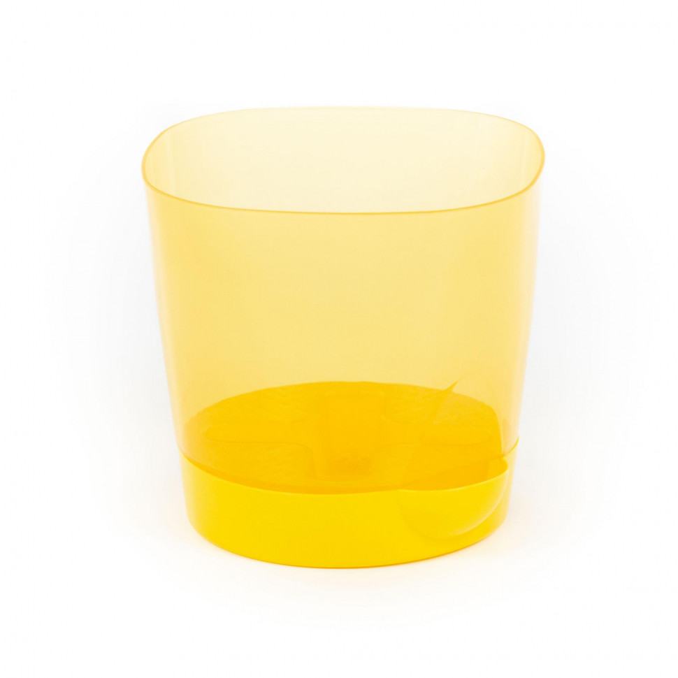 Цветочный горшок №2 с поддонником, 1,4 литра, h135 мм (горшок прозрачно-жёлтый, поддонник светло-жёлтый) фото 1 — Полесье Россия
