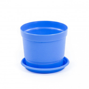 Цветочный горшок синий Жасмин d89 мм, h81 мм с поддонником - 0,3 л — Полесье Россия